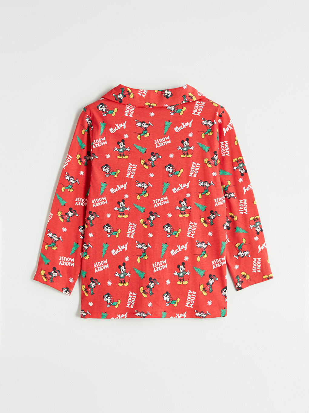 Collared Neck Mickey Mouse Printed Boys' Pyjama Set-2