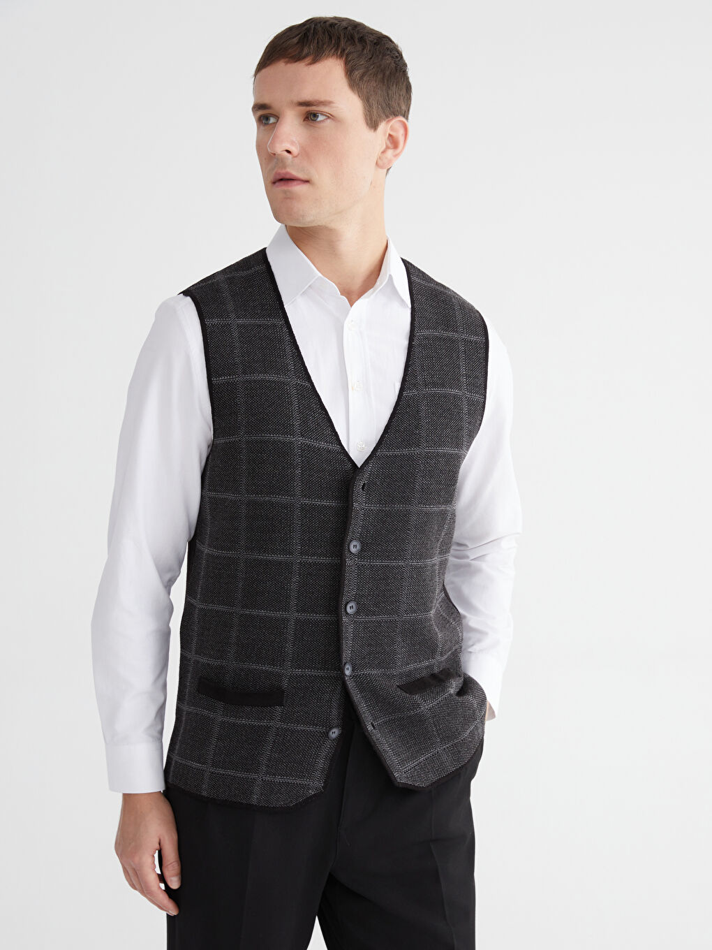 Siyah Standart Kalıp Erkek Klasik Yelek