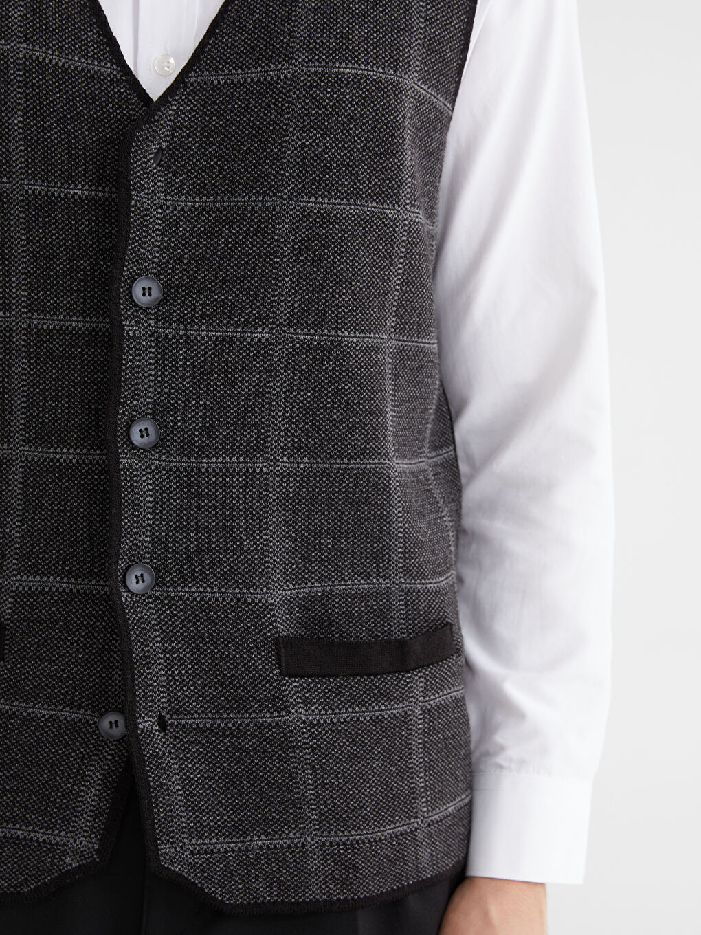 Siyah Standart Kalıp Erkek Klasik Yelek-2