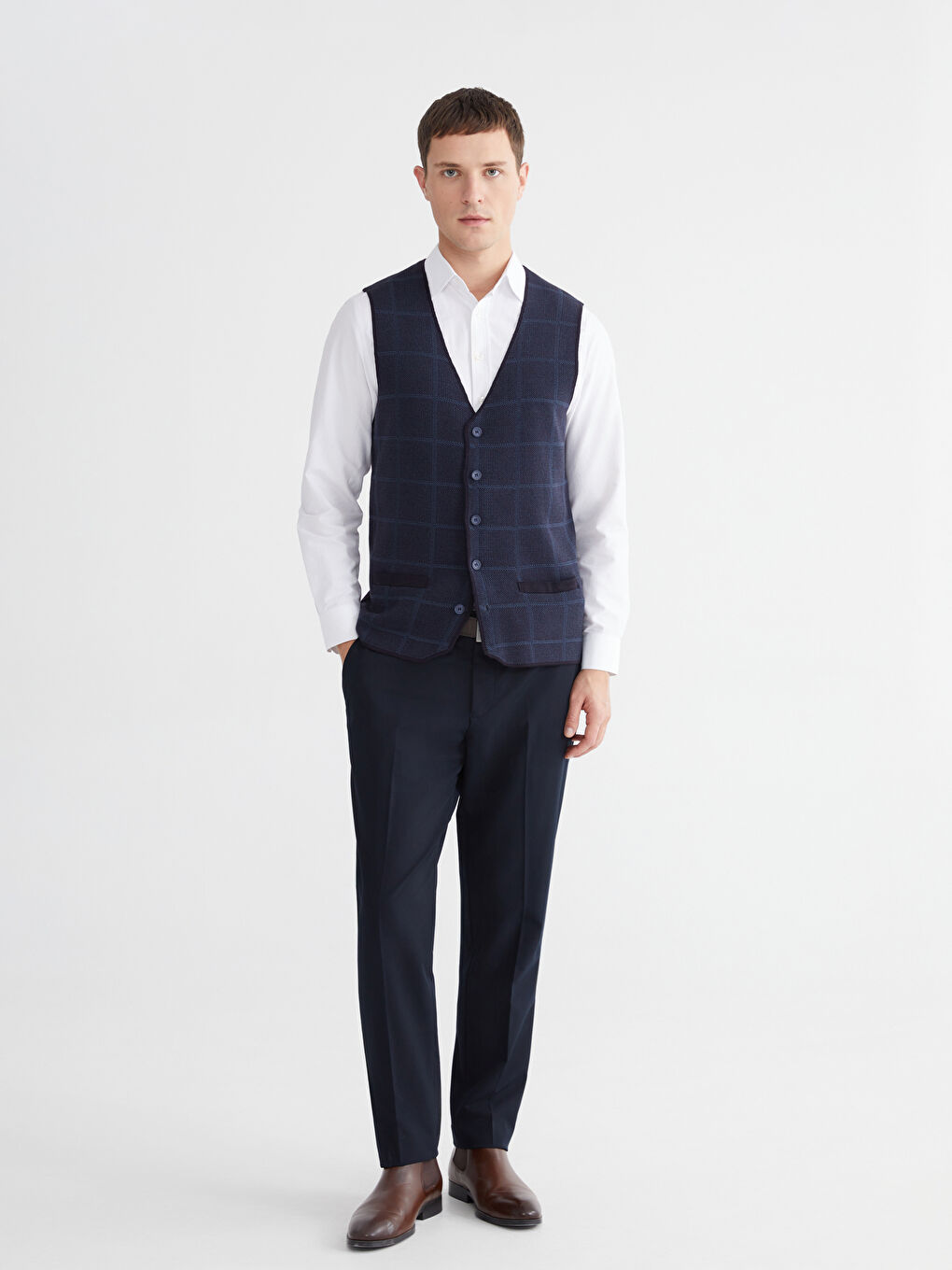 Lacivert Standart Kalıp Erkek Klasik Yelek-1