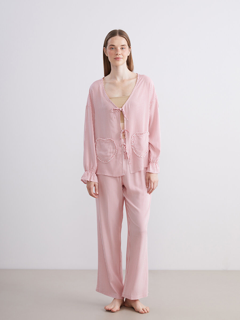 V-Neck Striped Women's Pyjama Set