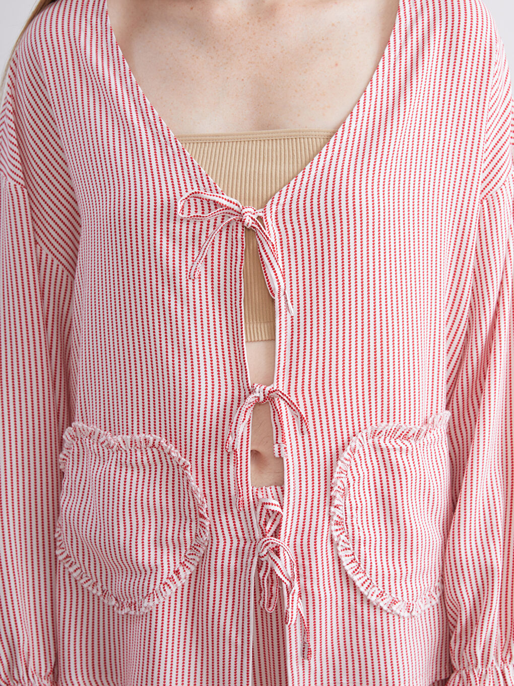 V-Neck Striped Women's Pyjama Set-2
