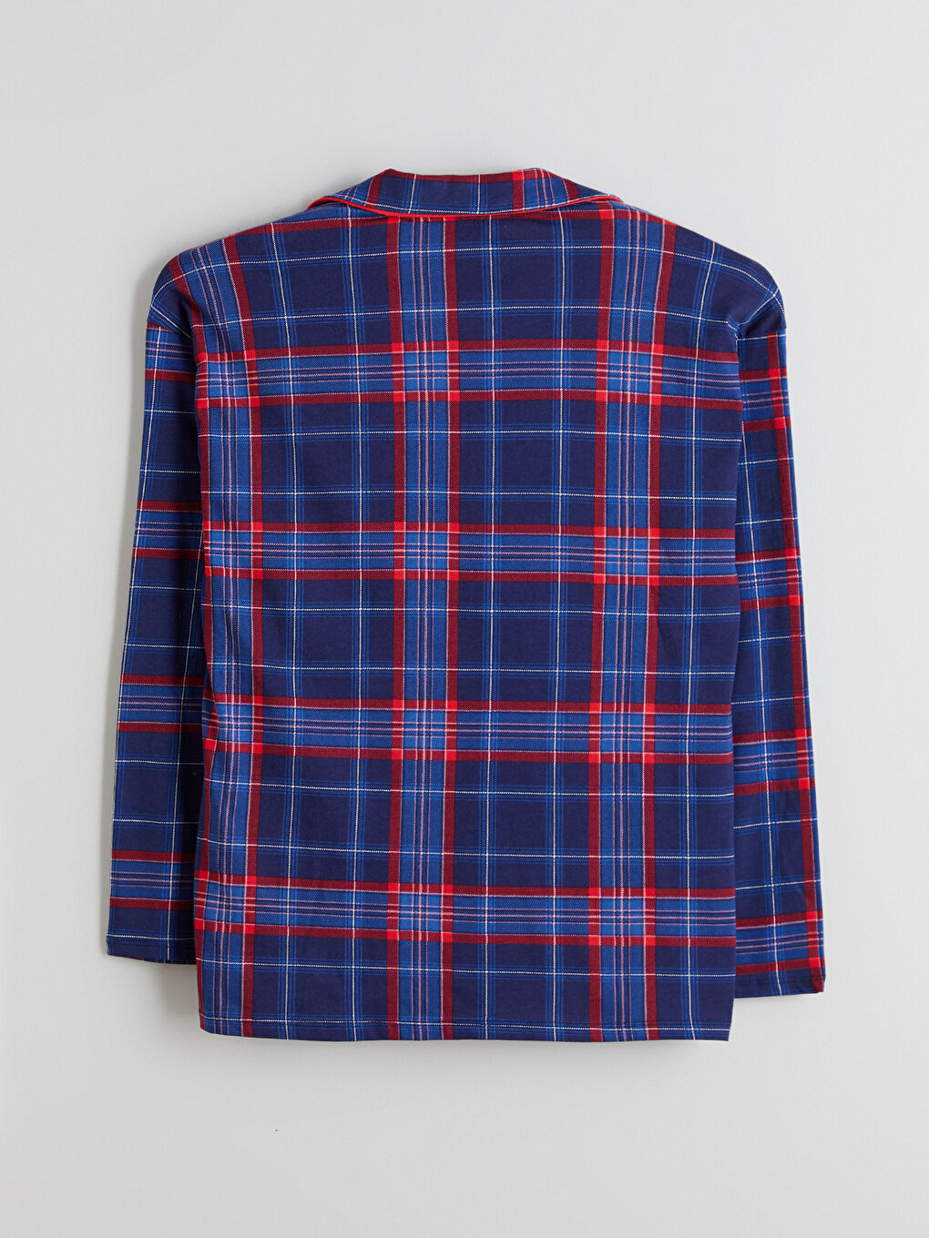 Collared Neck Plaid Women's Pyjama Set-6