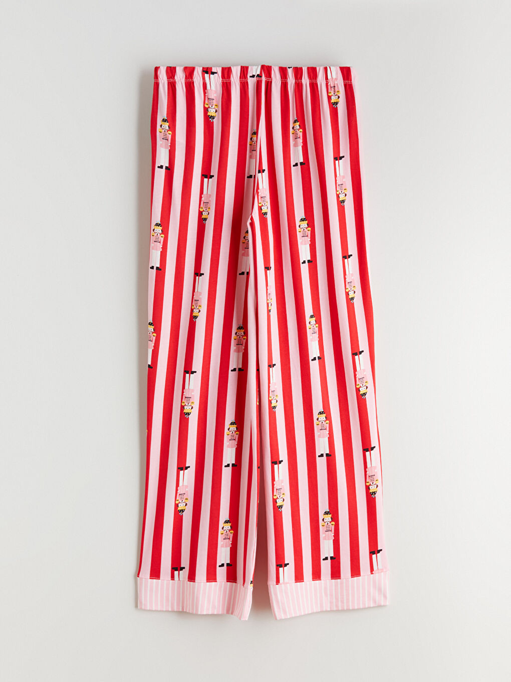 Pembe Beli Lastikli Desenli Kadın Pijama Altı-1