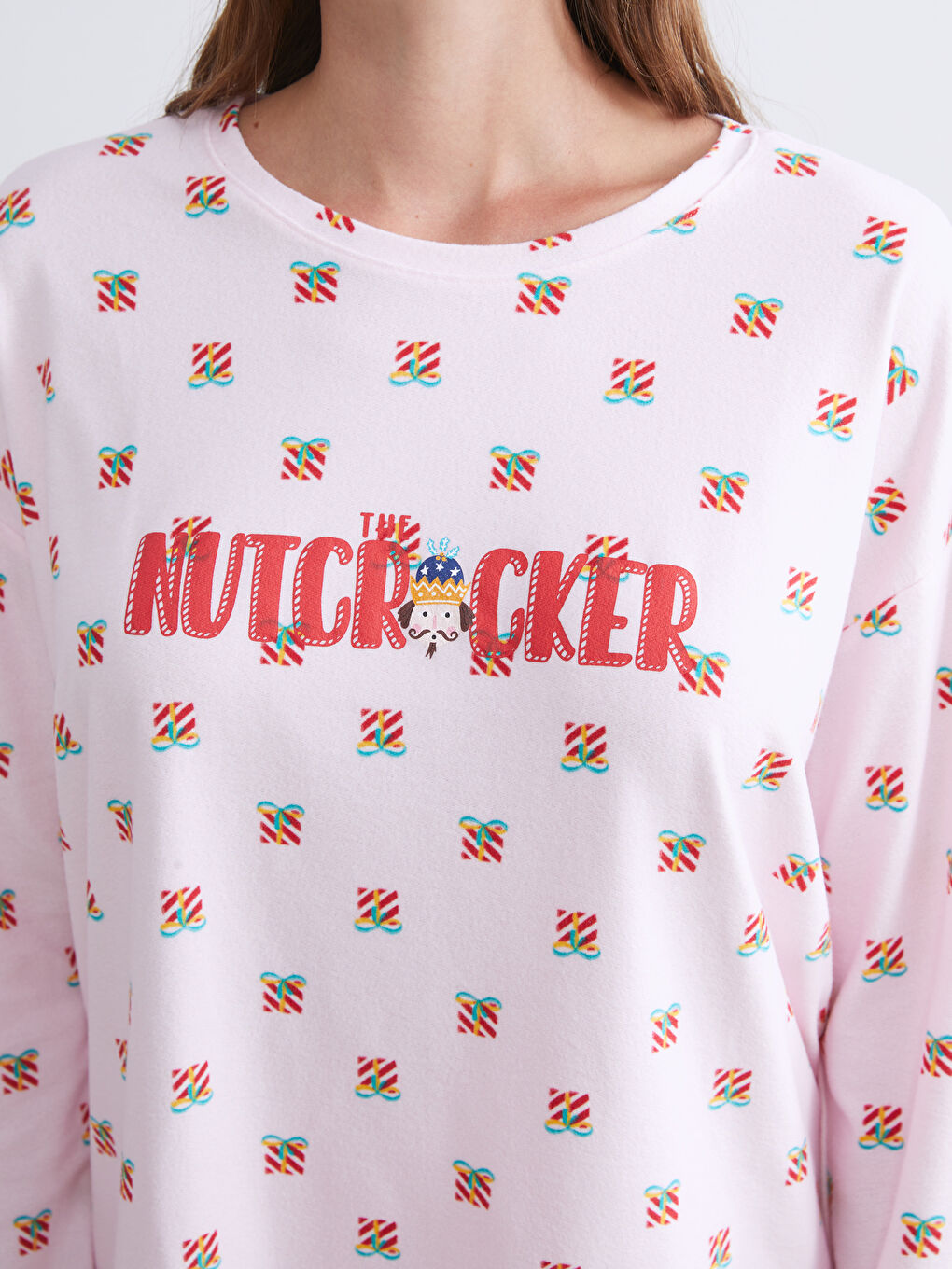Crew Neck Patterned Women's Pyjama Set-2