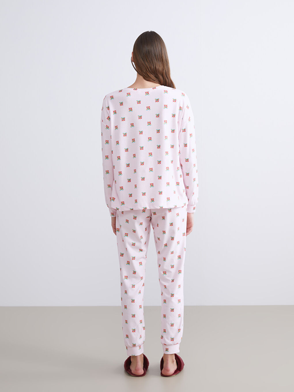 Crew Neck Patterned Women's Pyjama Set-3
