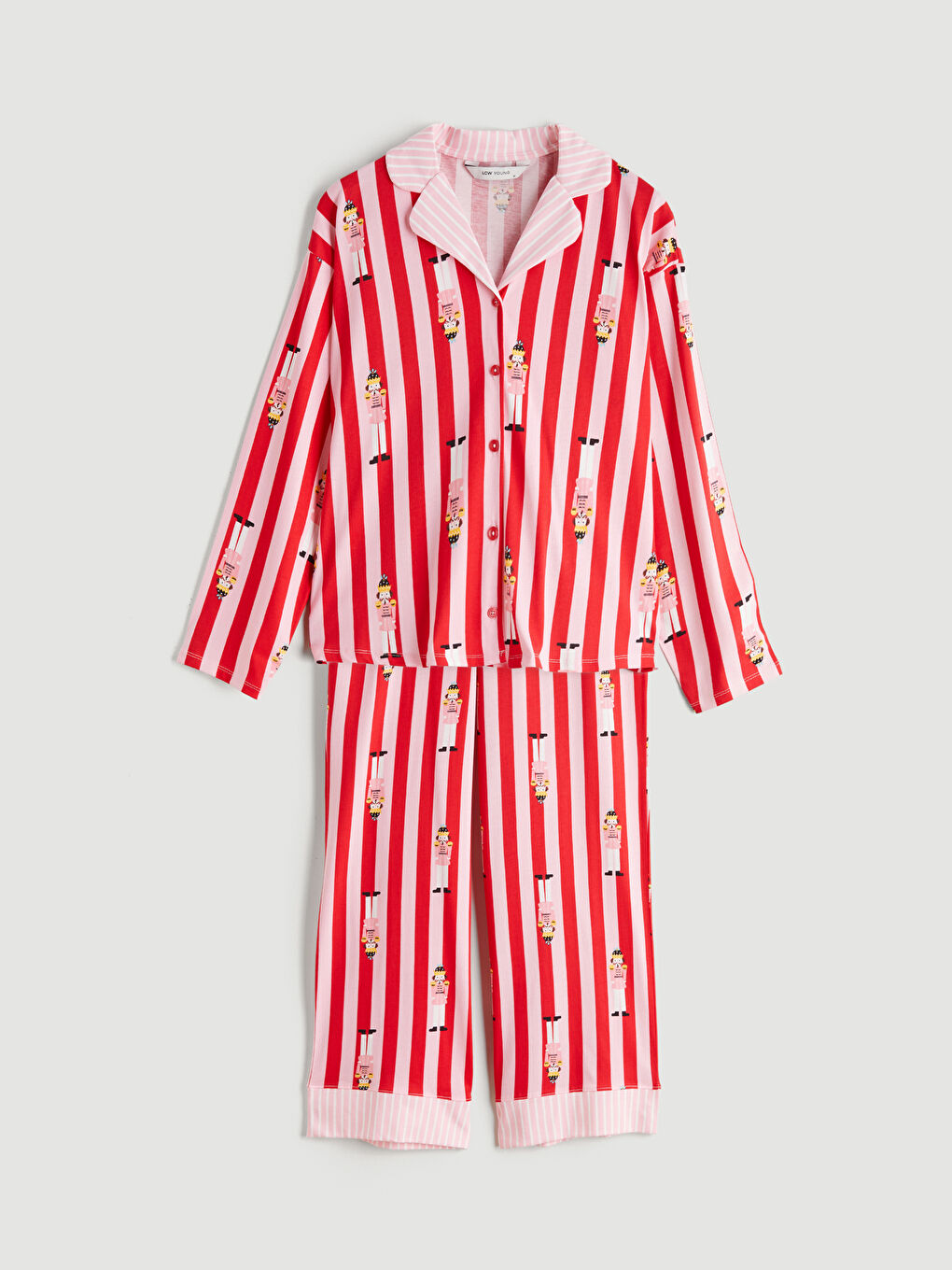 Collared Neck Striped Women's Pyjama Set-4