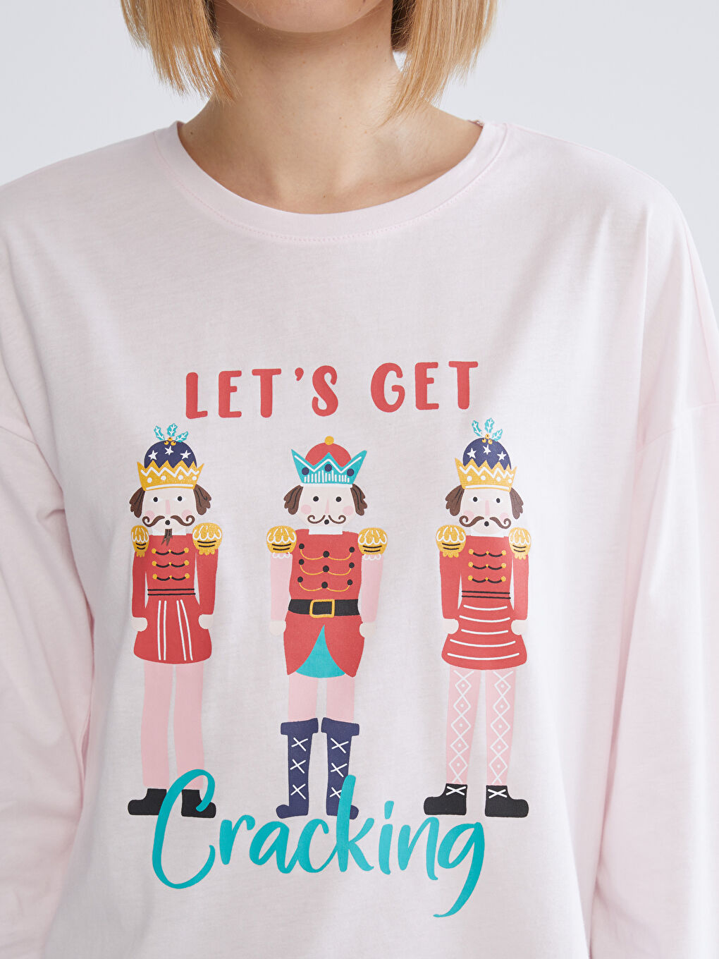 Crew Neck Printed Women's Pyjama Set-2