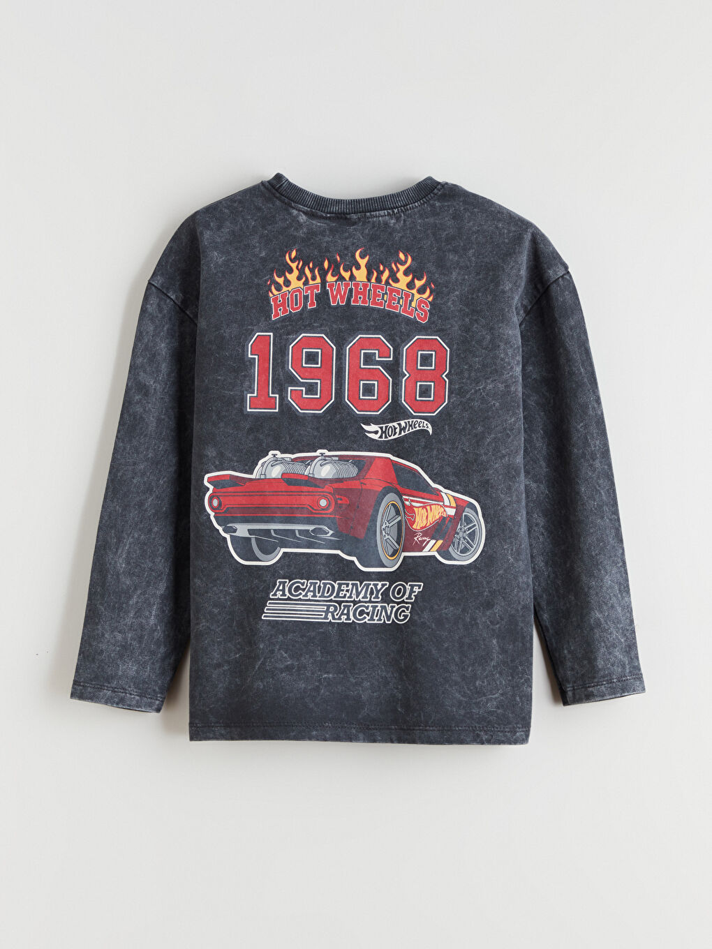 Antrasit Bisiklet Yaka Hot Wheels Baskılı Erkek Çocuk Tişört-3