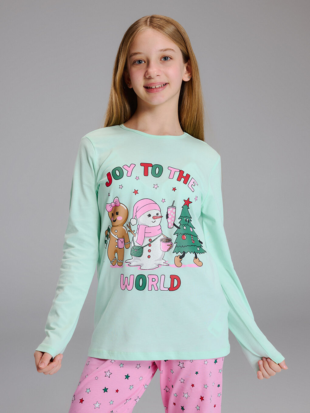 Дівчина БІРЮЗОВИЙ Піжамний комплект-1