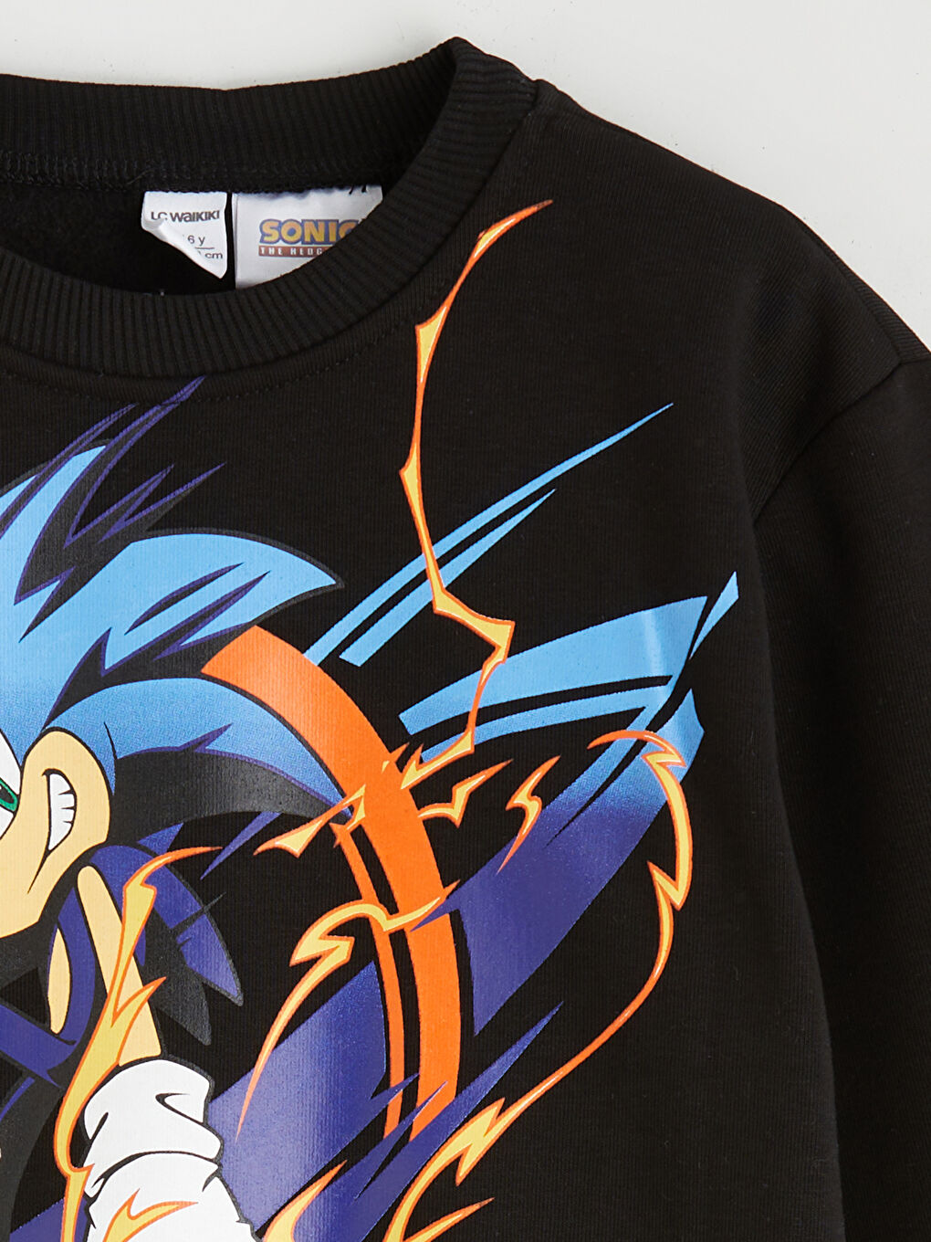 Siyah Sonic Baskılı Erkek Çocuk Kalın Sweatshirt-2