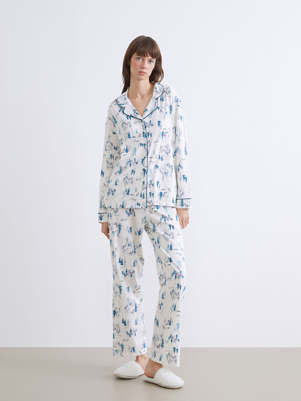 طقم بيجاما نساء بلي كول بطابع عيد الميلاد-1