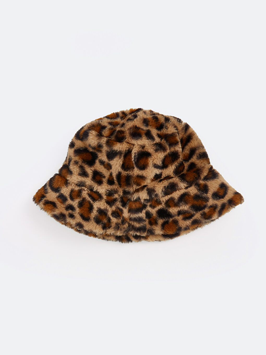 Leopard Patterned Furry Women's Bucket Hat-1