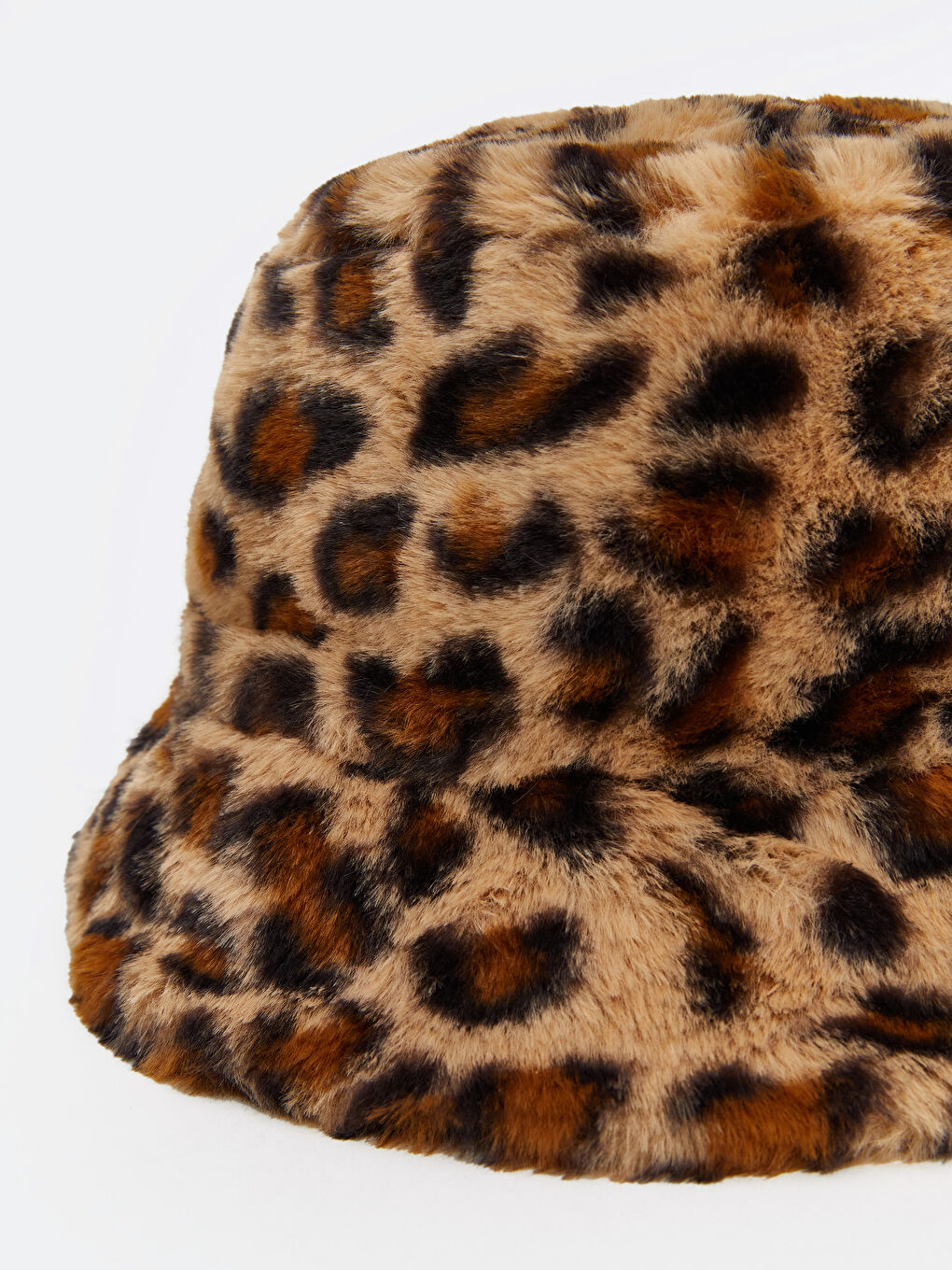 Leopard Patterned Furry Women's Bucket Hat-2