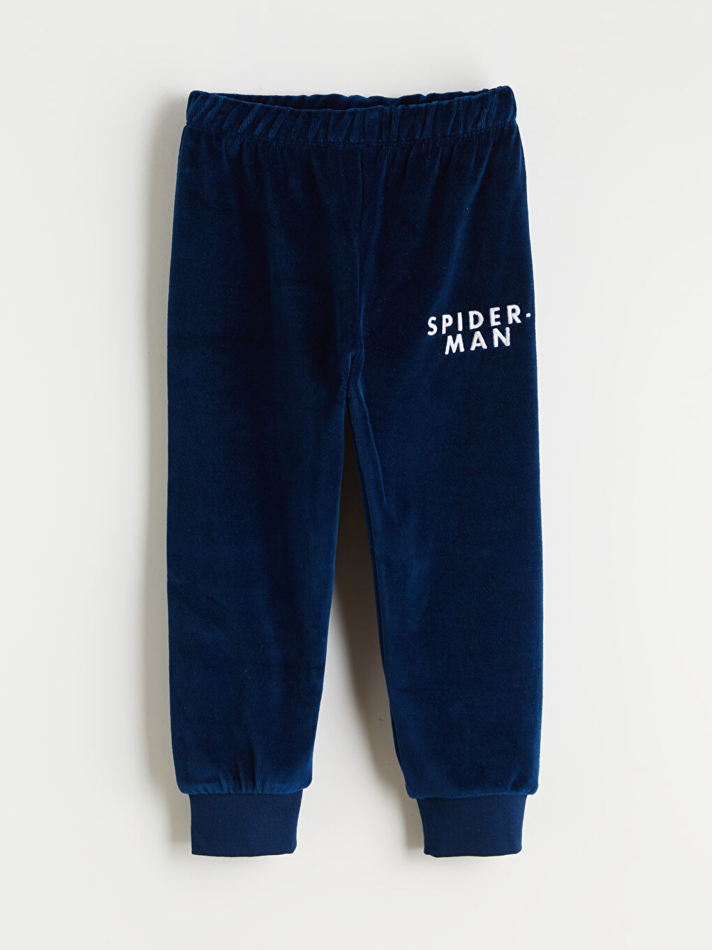 Gri Bisiklet Yaka Spider-Man Nakışlı Kadife Erkek Çocuk Pijama Takımı-3