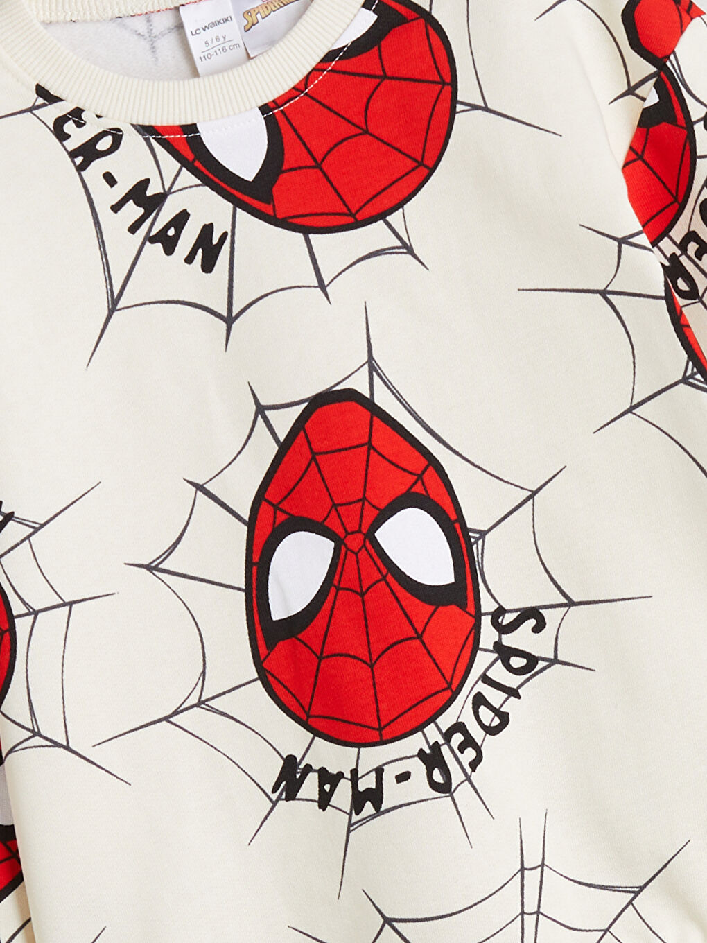 Bej Bisiklet Yaka Spider-Man Baskılı Erkek Çocuk Sweatshirt-2