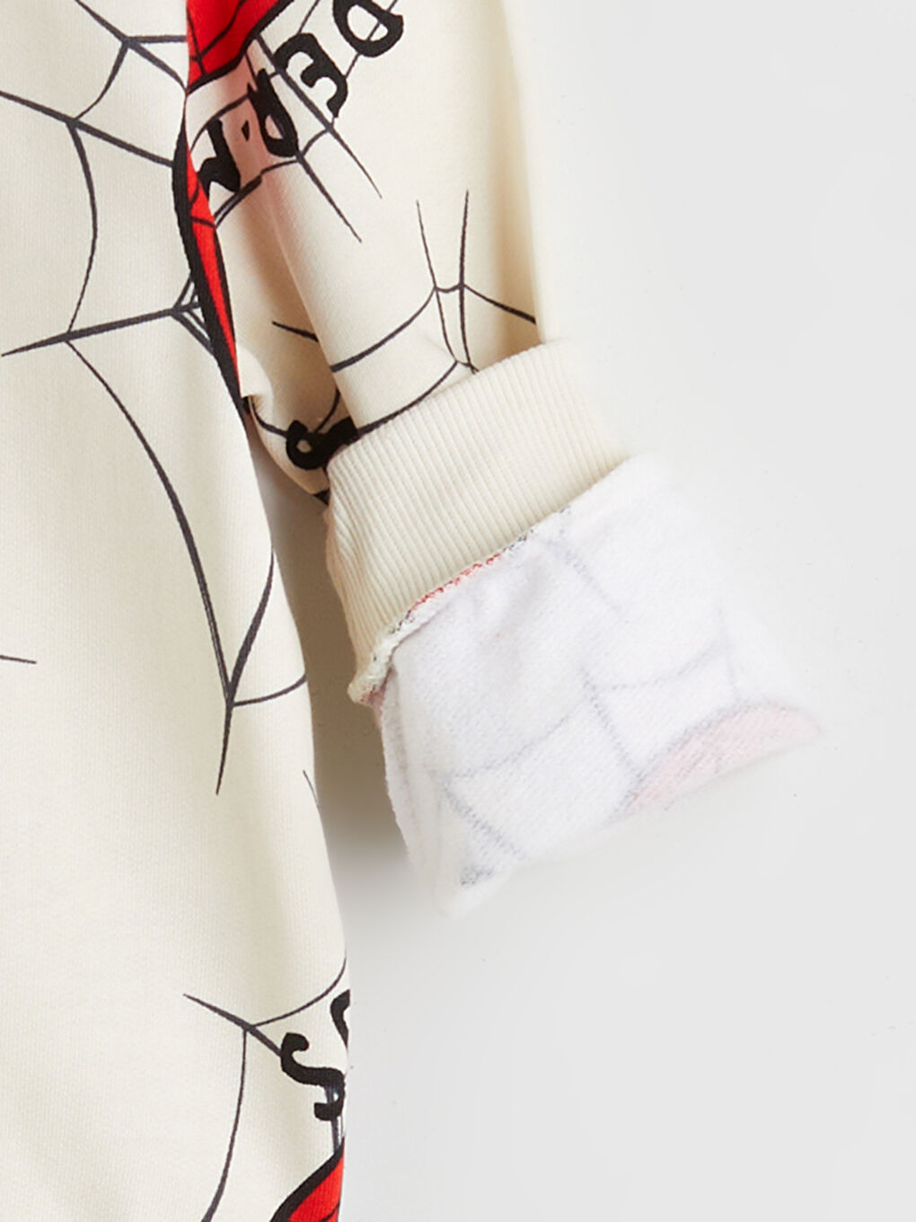 Bej Bisiklet Yaka Spider-Man Baskılı Erkek Çocuk Sweatshirt-3