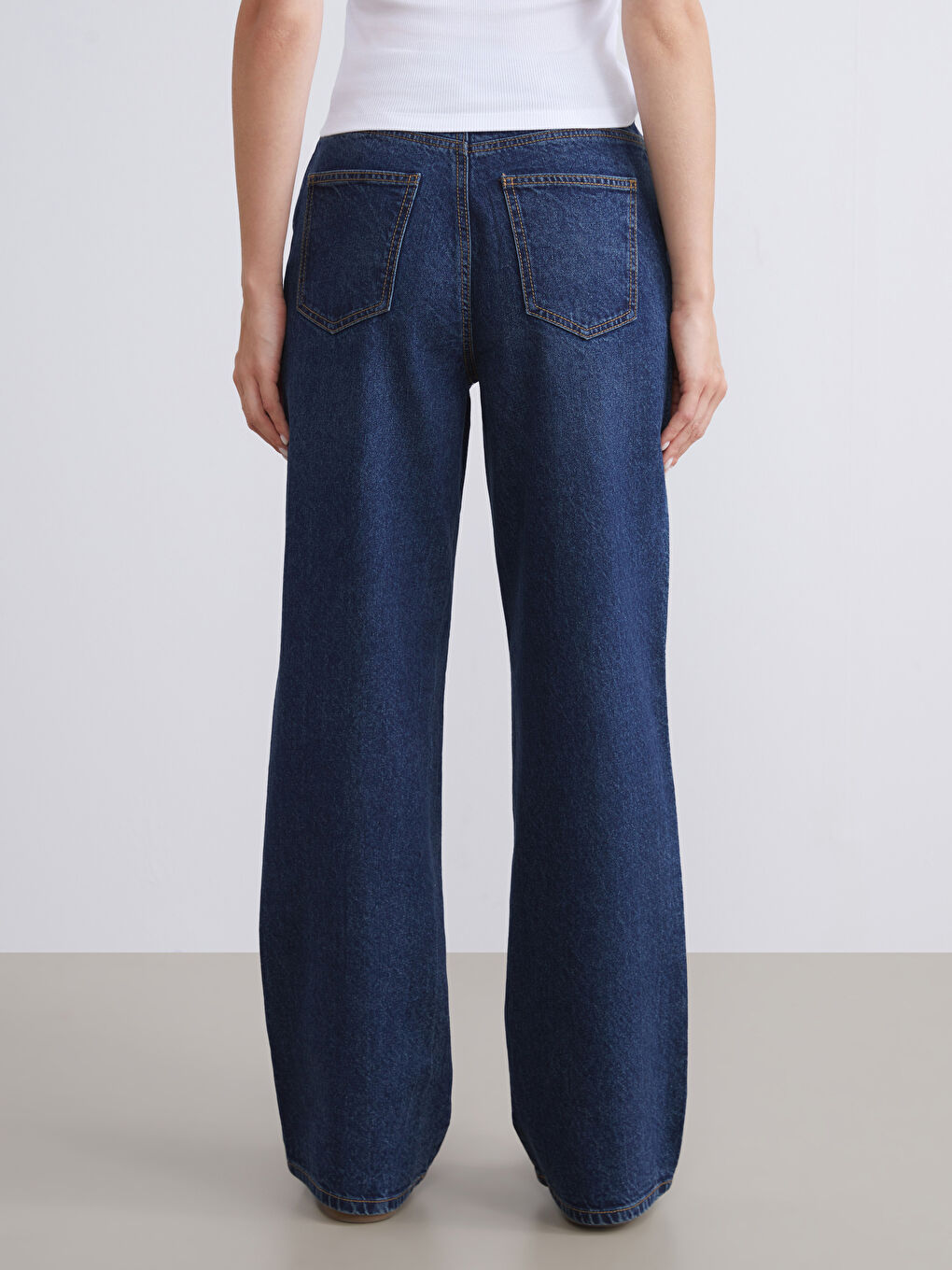 Weite Hose mit Strasssteinchen verzierte Jeans für Damen-3