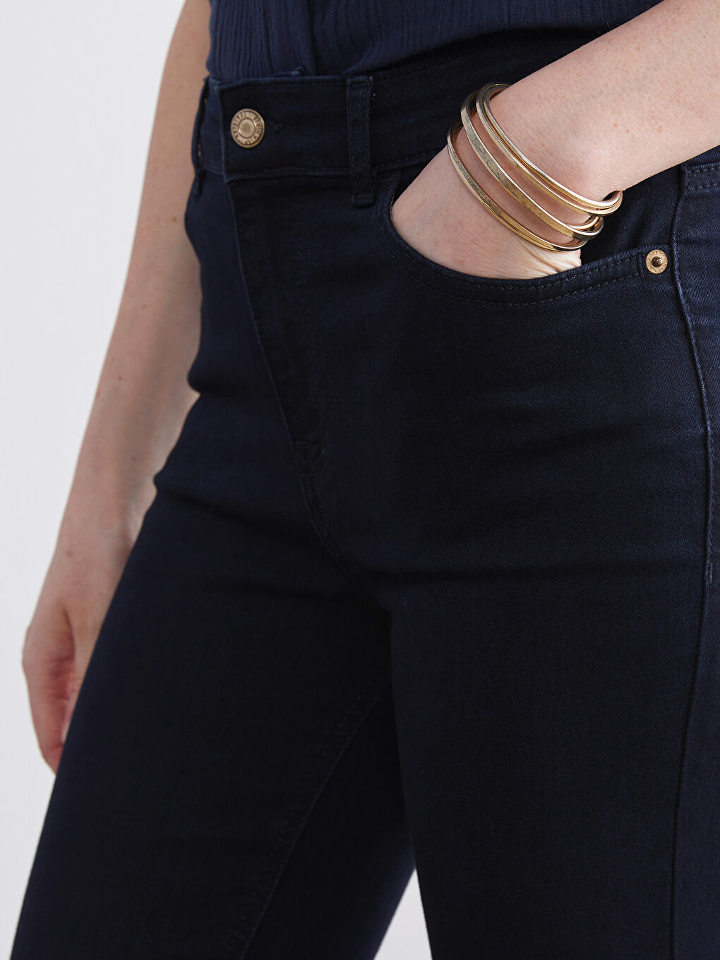 Lacivert Flare Kadın Jean Pantolon-2