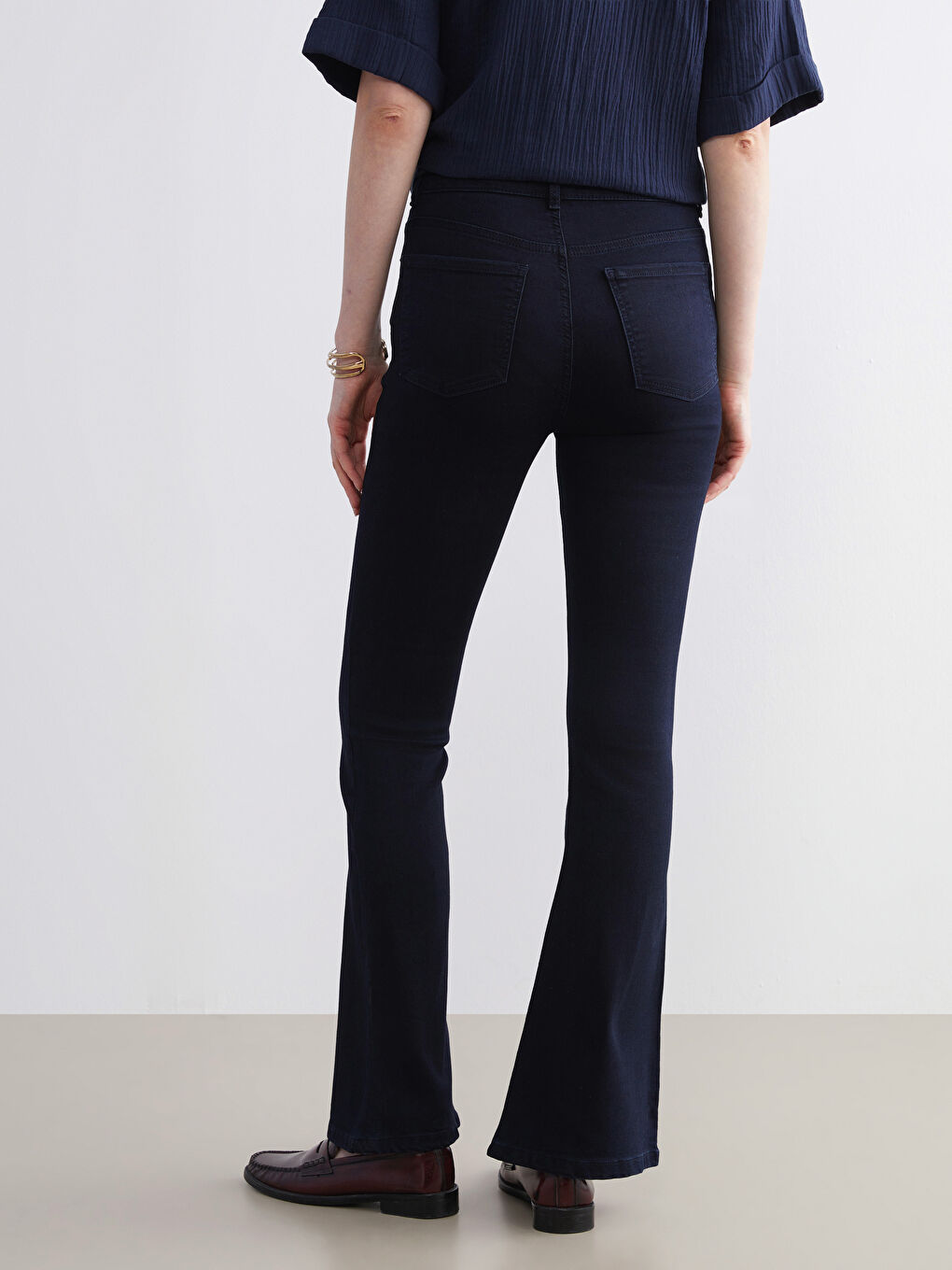 Lacivert Flare Kadın Jean Pantolon-3