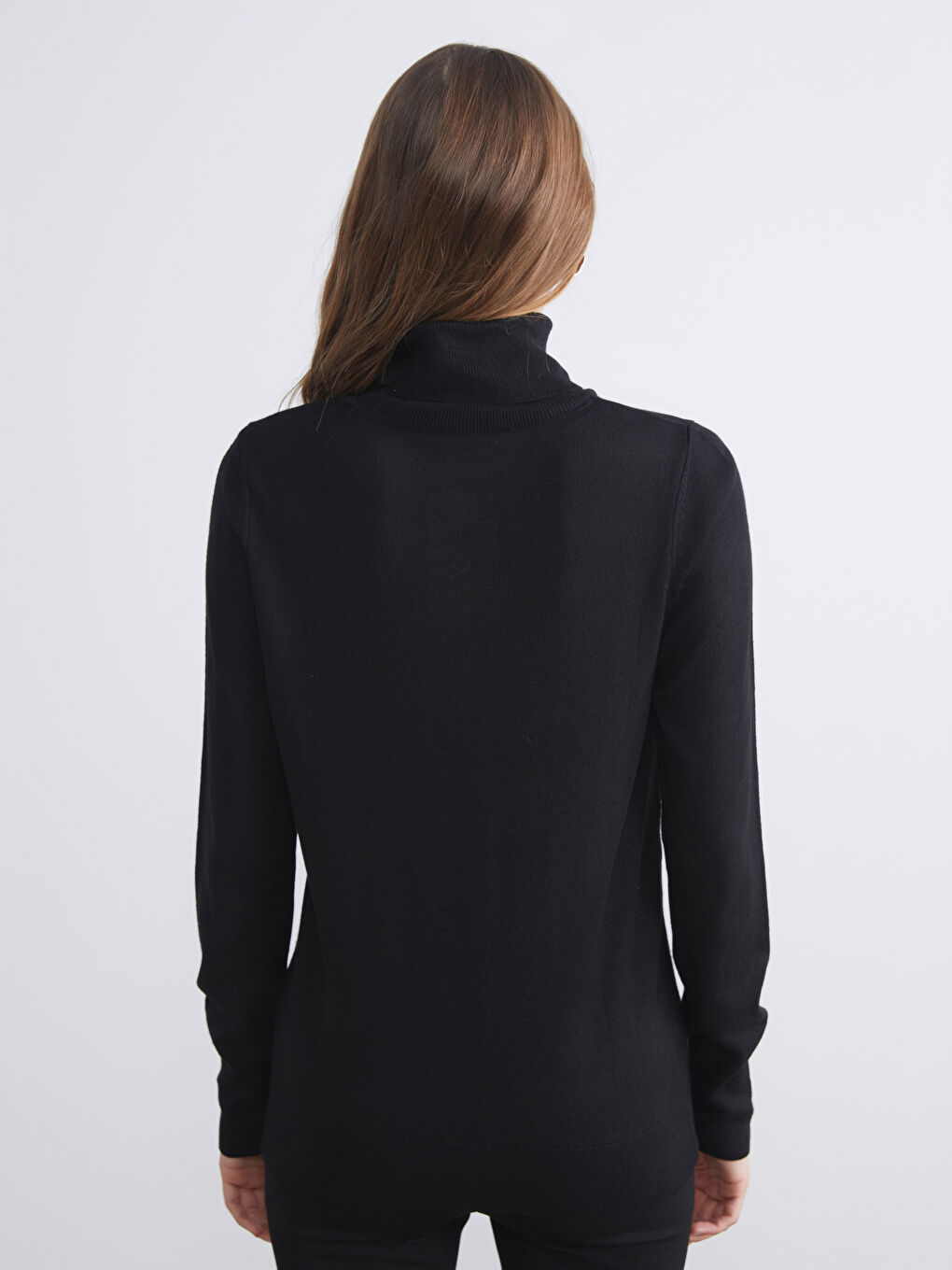 Siyah Balıkçı Yaka Kadın Triko Kazak-6