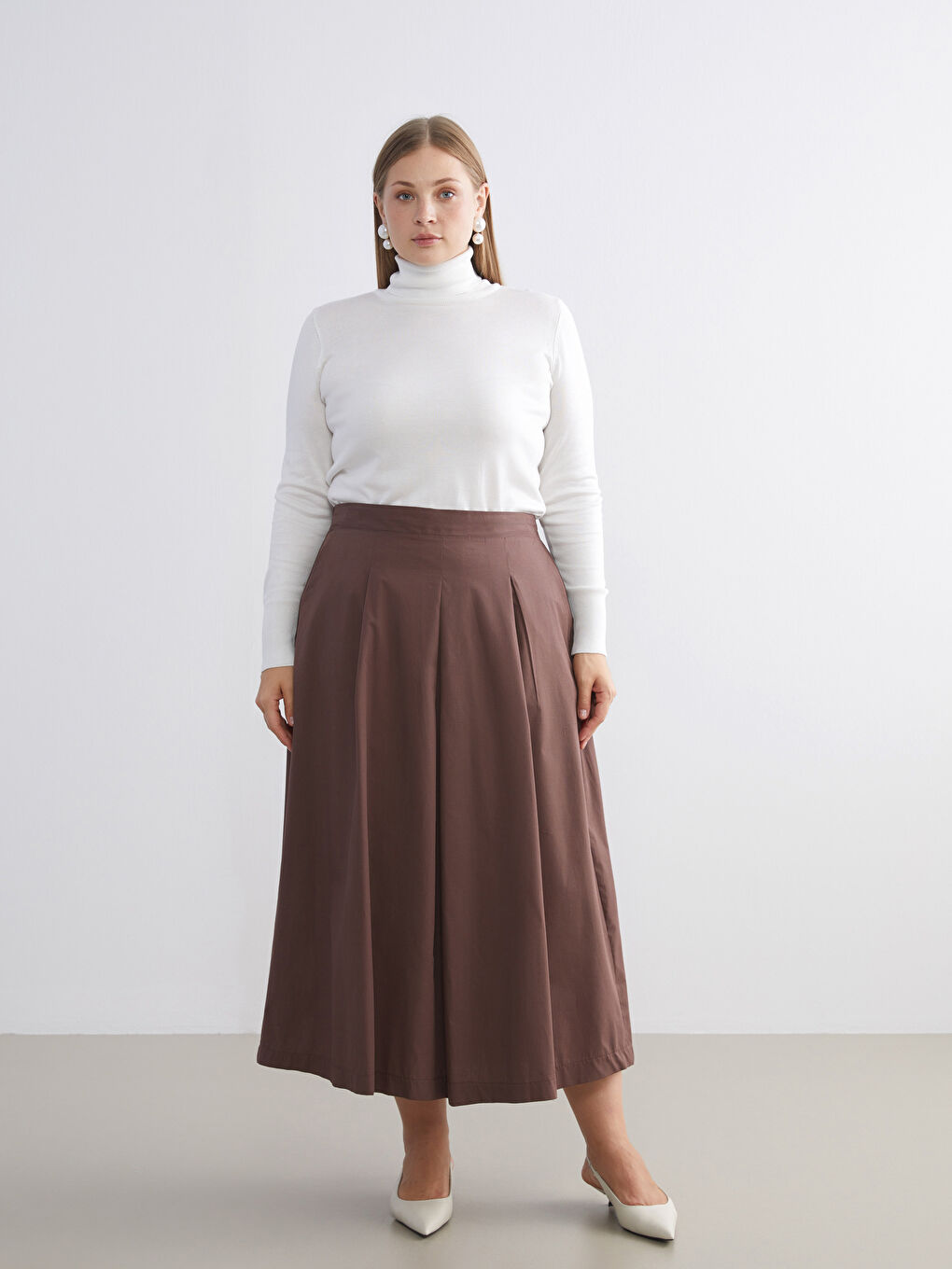 Ekru Balıkçı Yaka Kadın Triko Kazak-5