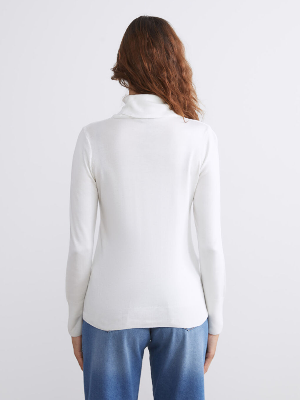 Ekru Balıkçı Yaka Kadın Triko Kazak-4