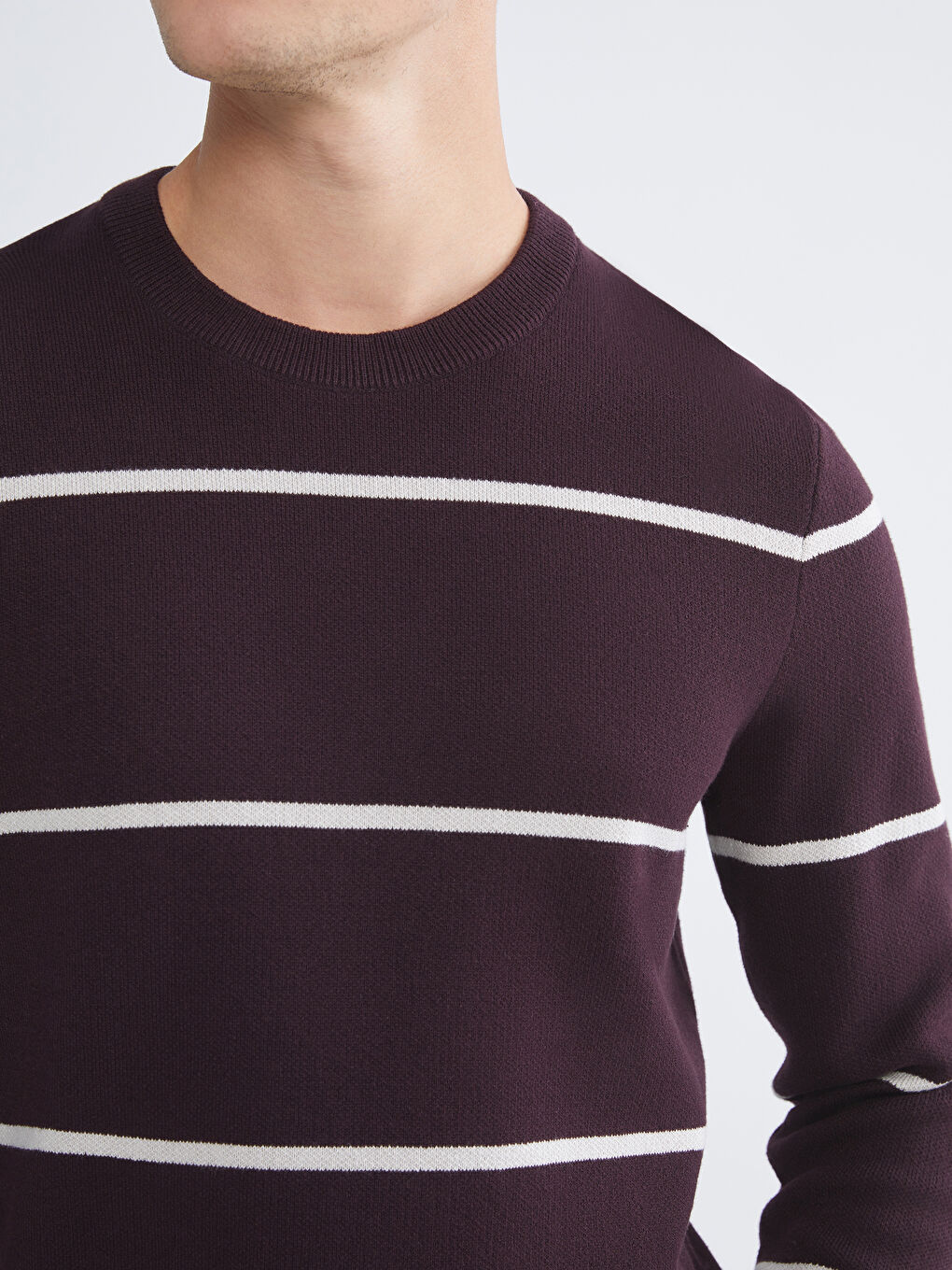 Pull-over en Tricot Rayé pour Hommes Col Rond-2