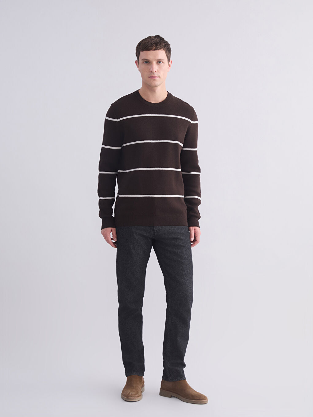 Crew Neck Striped Men's Knitwear Sweater-1