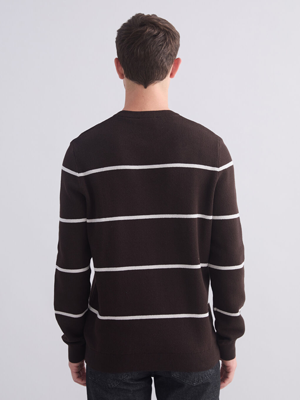 Crew Neck Striped Men's Knitwear Sweater-3