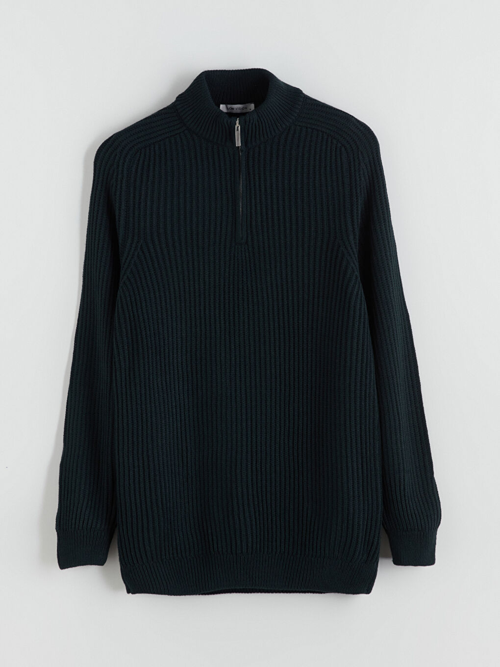 سترة تريكو كم طويل بياقة قمع للرجال-4