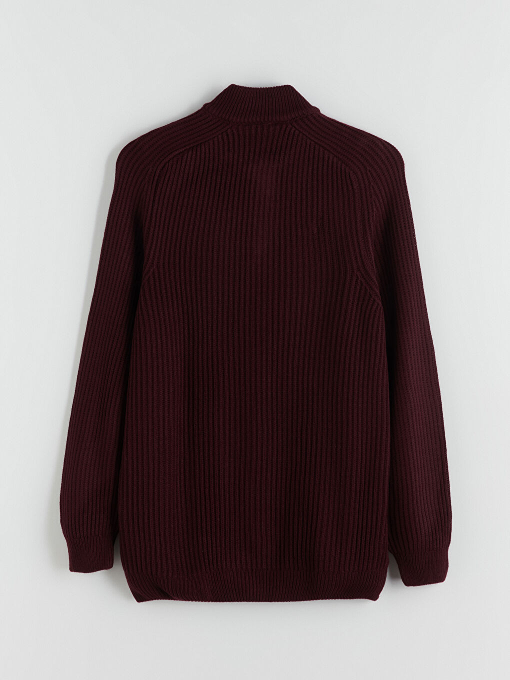 Bordo Dik Yaka Uzun Kollu Erkek Triko Kazak-5