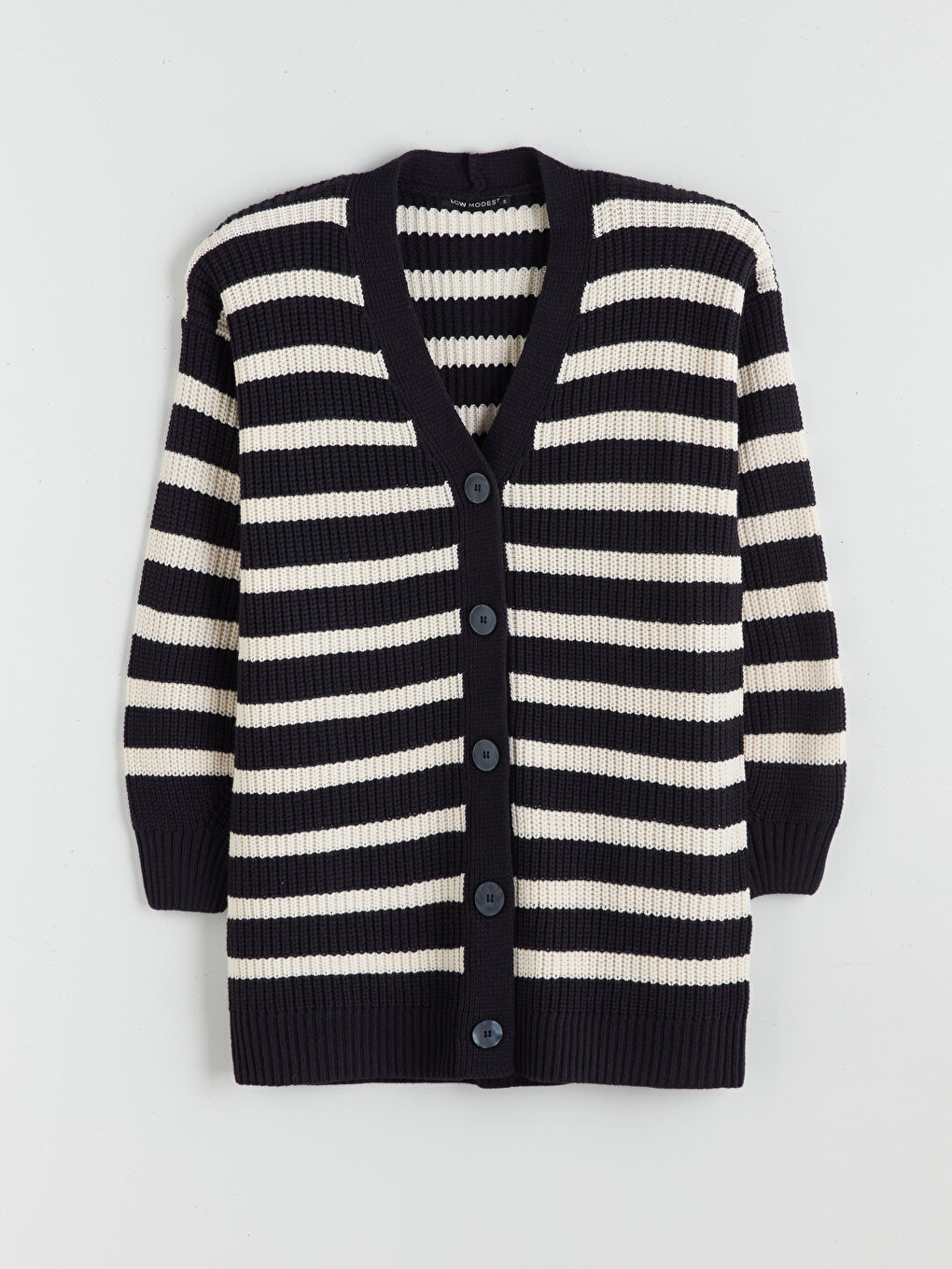 V Neck Striped Women's Knitwear Cardigan-4