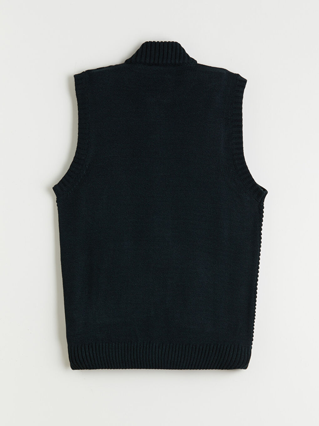 Yeşil Standart Kalıp Dik Yaka Erkek Triko Yelek-5