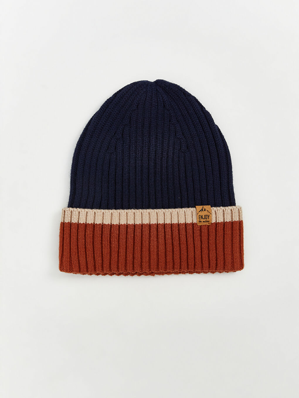 Lacivert Renk Bloklu Erkek Çocuk Triko Bere 