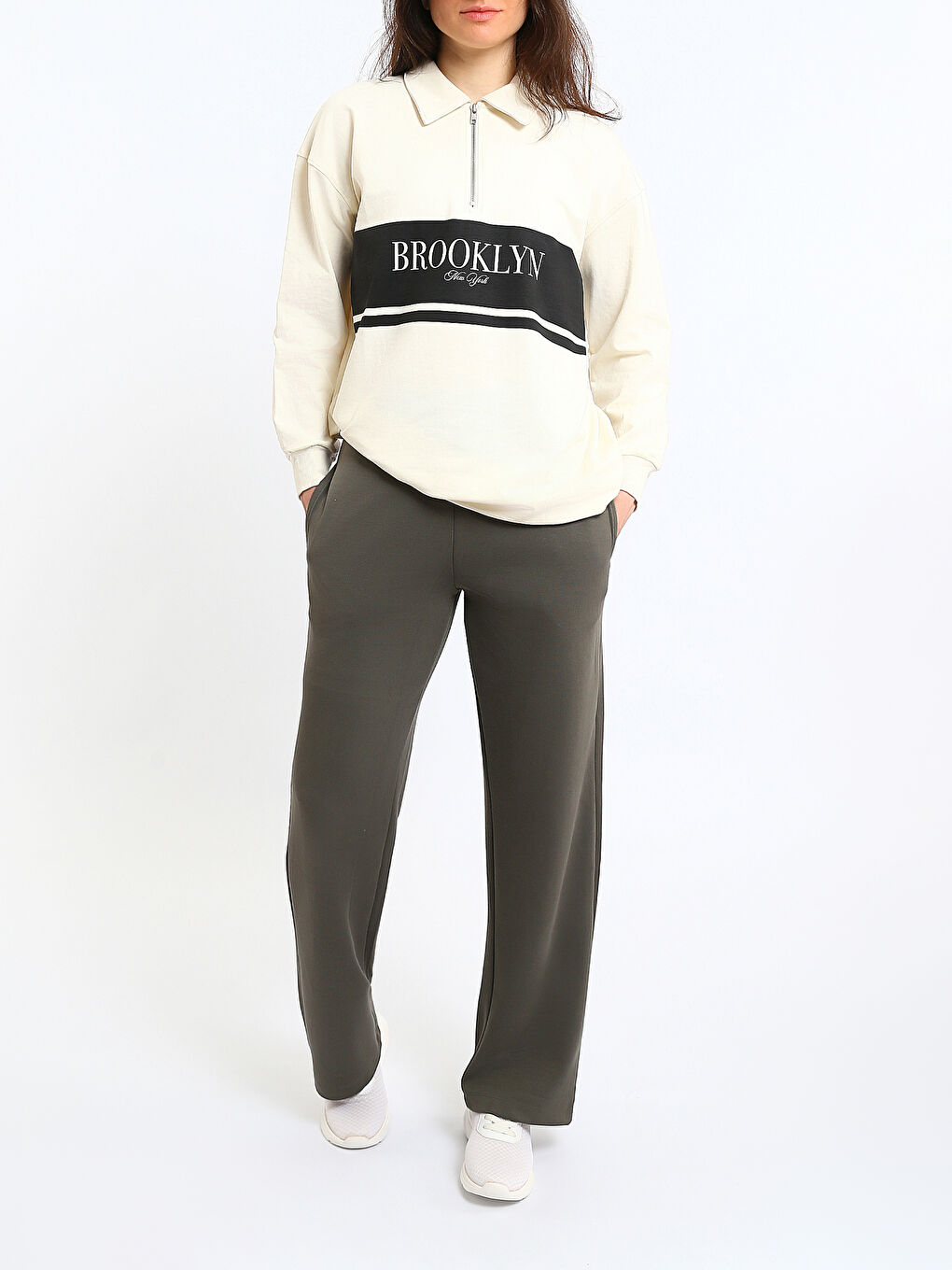 تونيك كنزة رياضية بيج فاتح / ايكرو امرأة-1