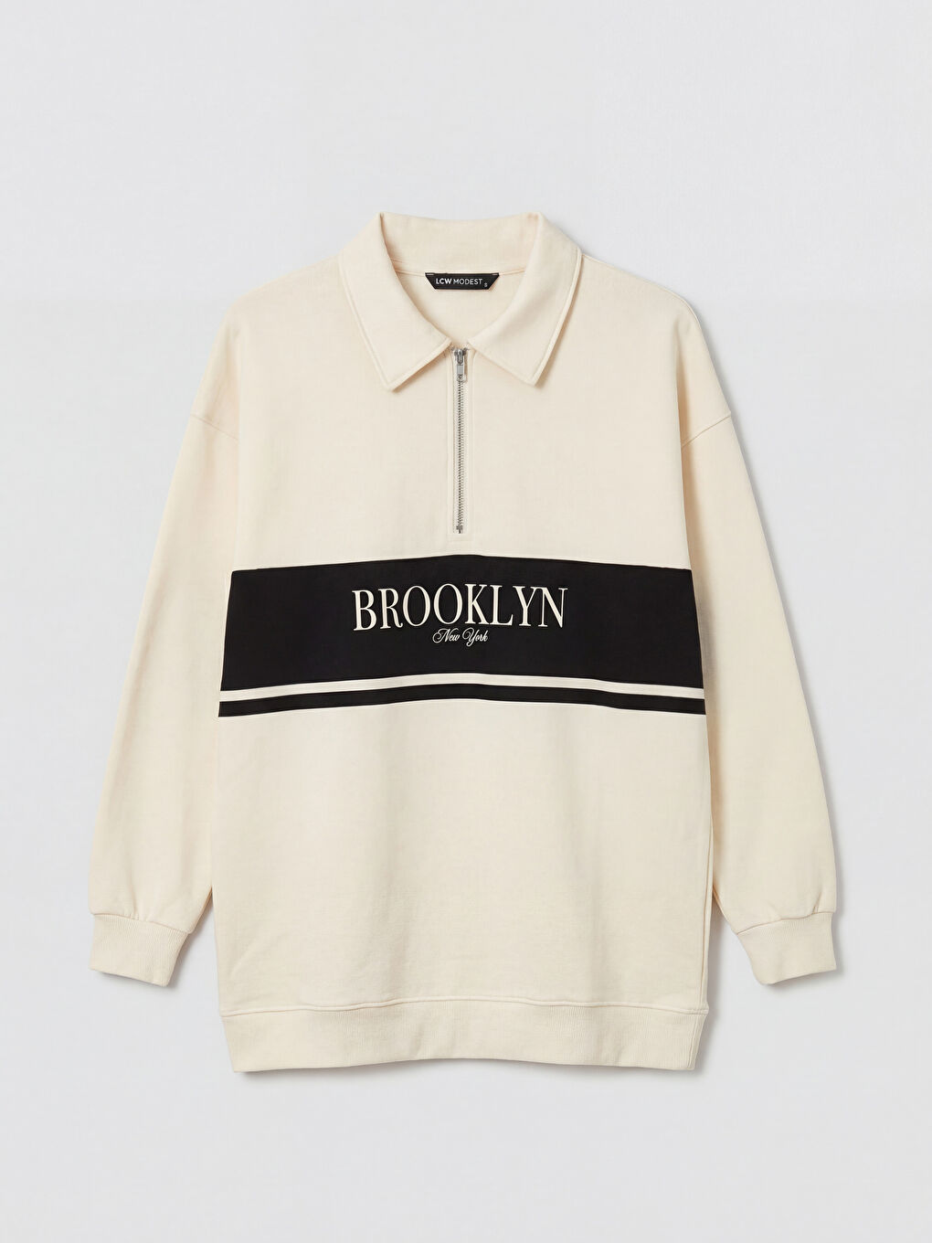 Polo Neck Oversize Women's Sweatshirt Tunic