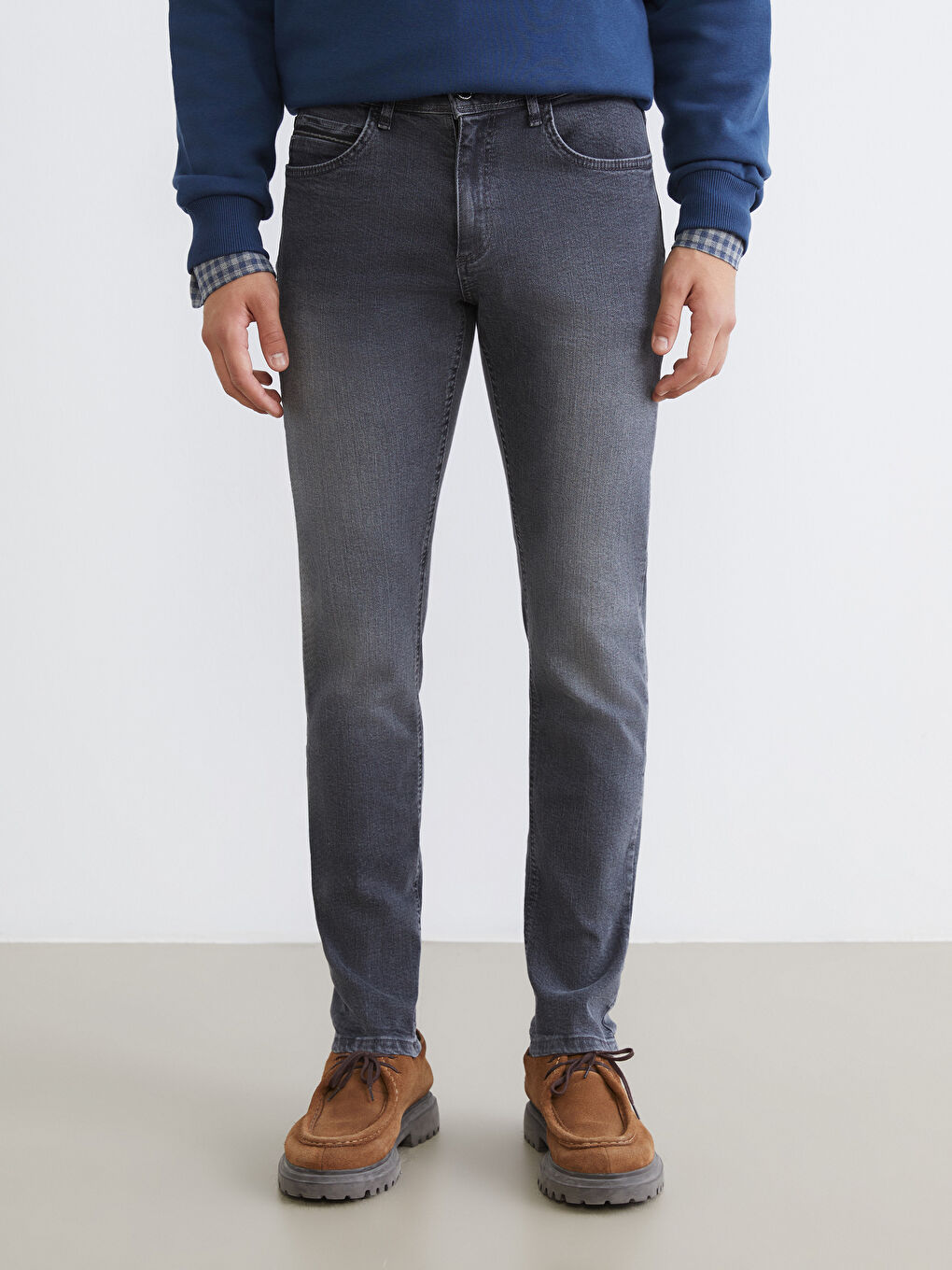 Gri 750 Slim Fit Erkek Jean Pantolon-1