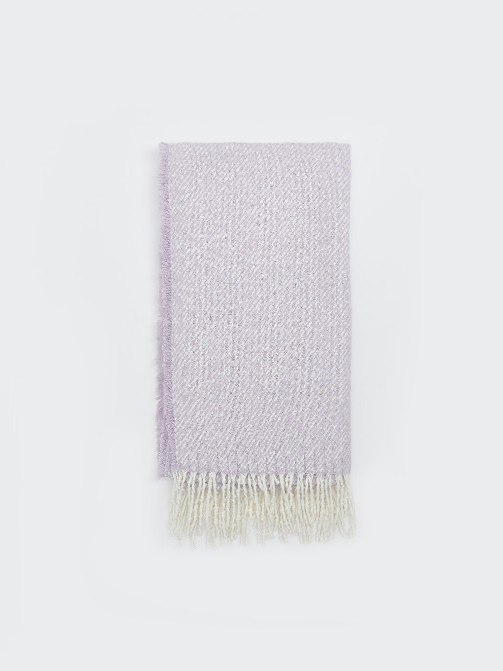 Lila Düz Püsküllü Kadın Atkı-1