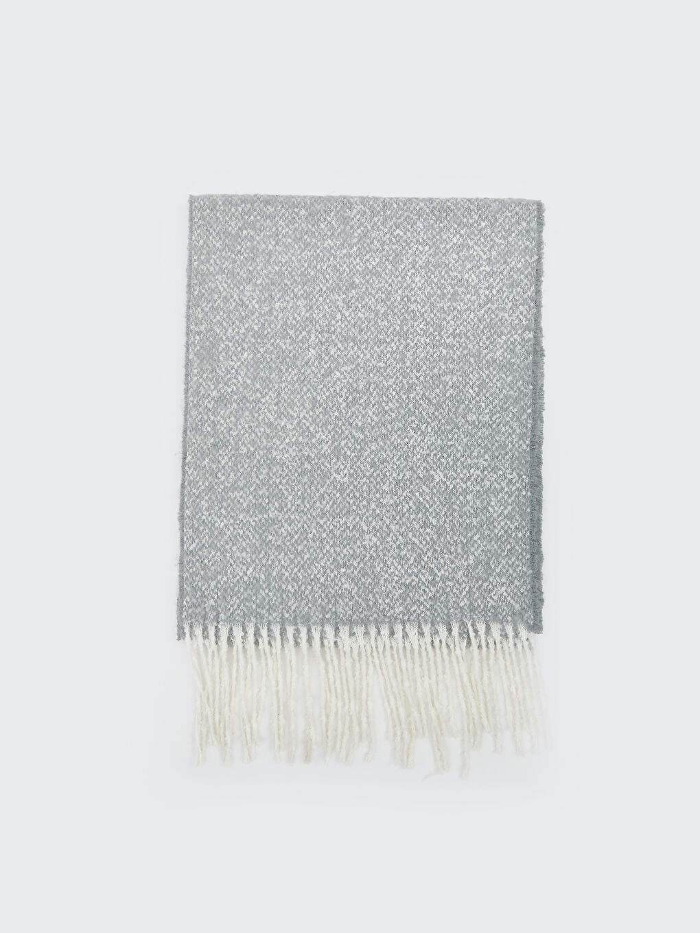 Gri Düz Püsküllü Kadın Atkı-1