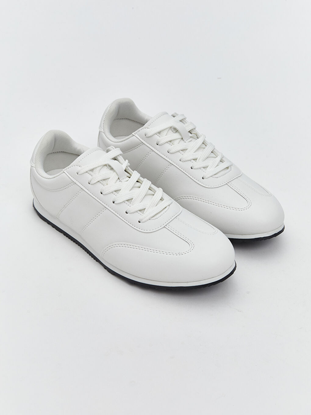 Beyaz Deri Görünümlü Erkek Spor Ayakkabı