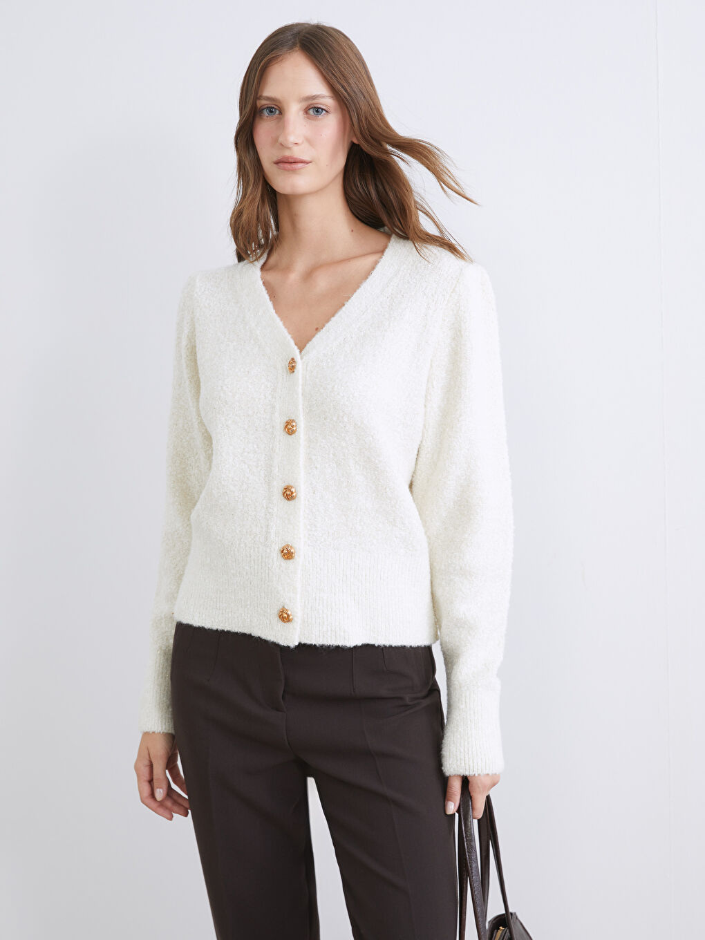 V Neck Women's Knitwear Cardigan-1