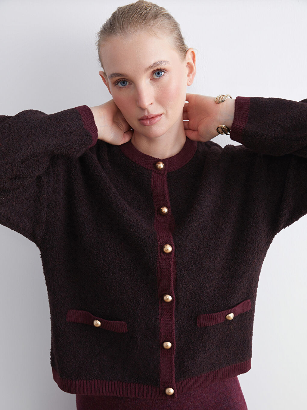 Crew Neck Women's Knitwear Cardigan-4
