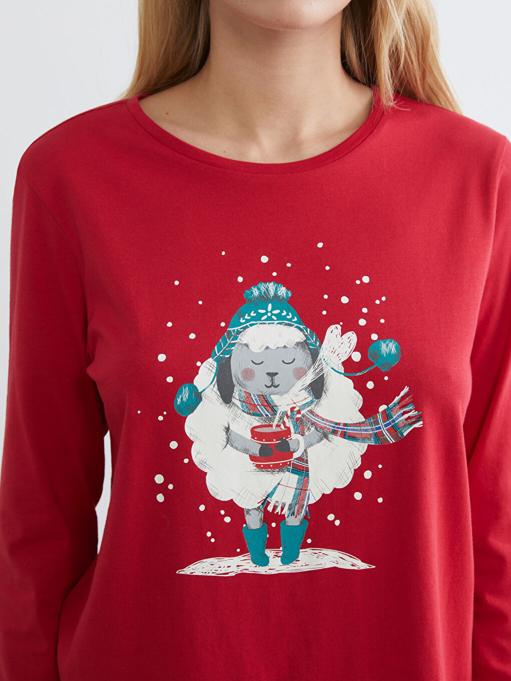 Crew Neck New Year Themed Women's Pyjama Set-4