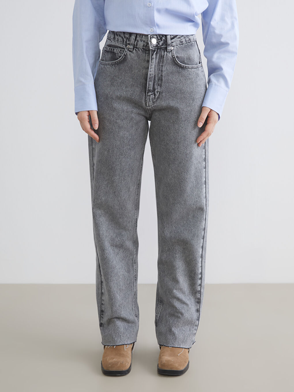 Jean Jambe Large pour Femmes-1