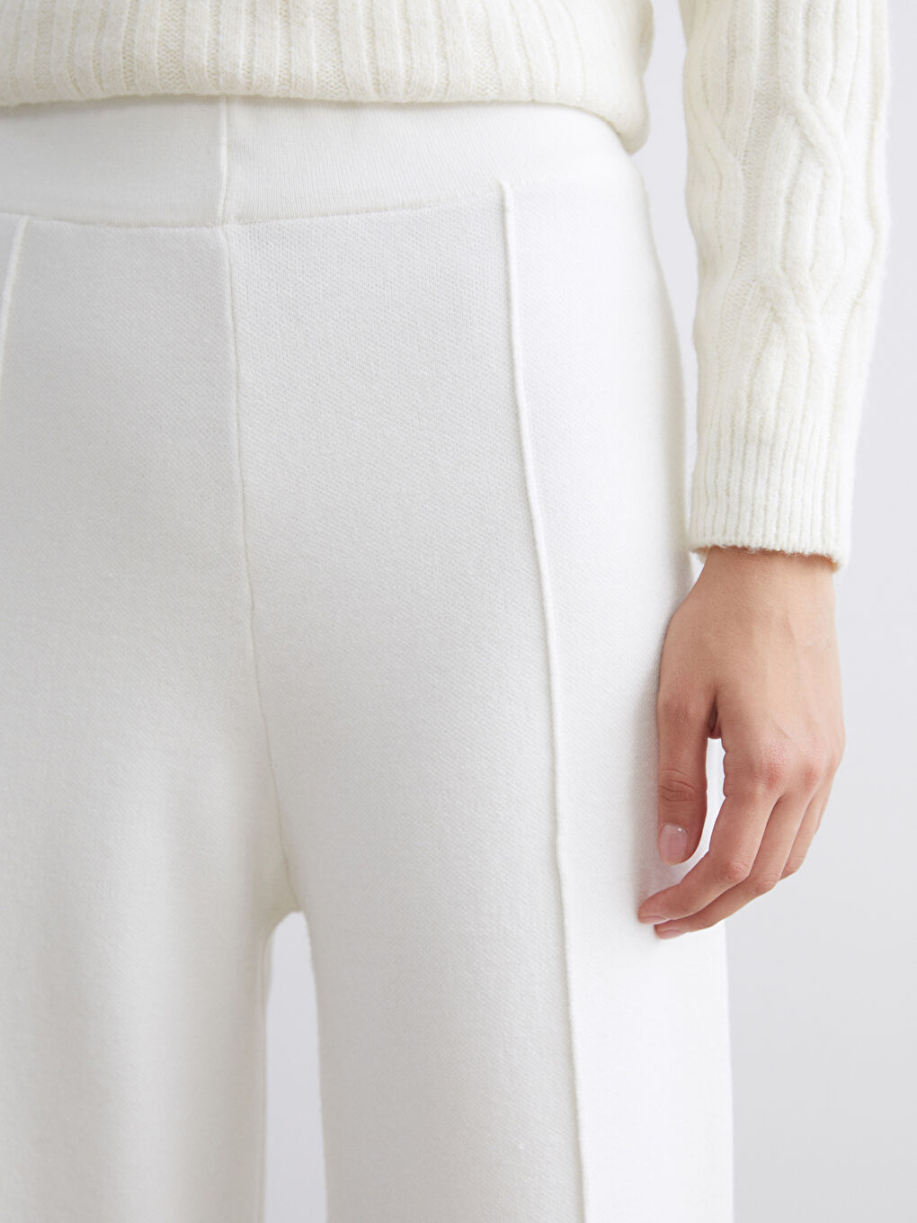 Pantalone od trikotaže sa elastičnim strukom i širokim nogavicama za žene-2