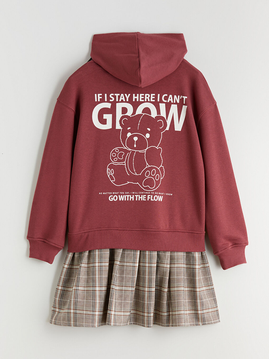 Pembe Kapüşonlu Kız Çocuk Elbise-5