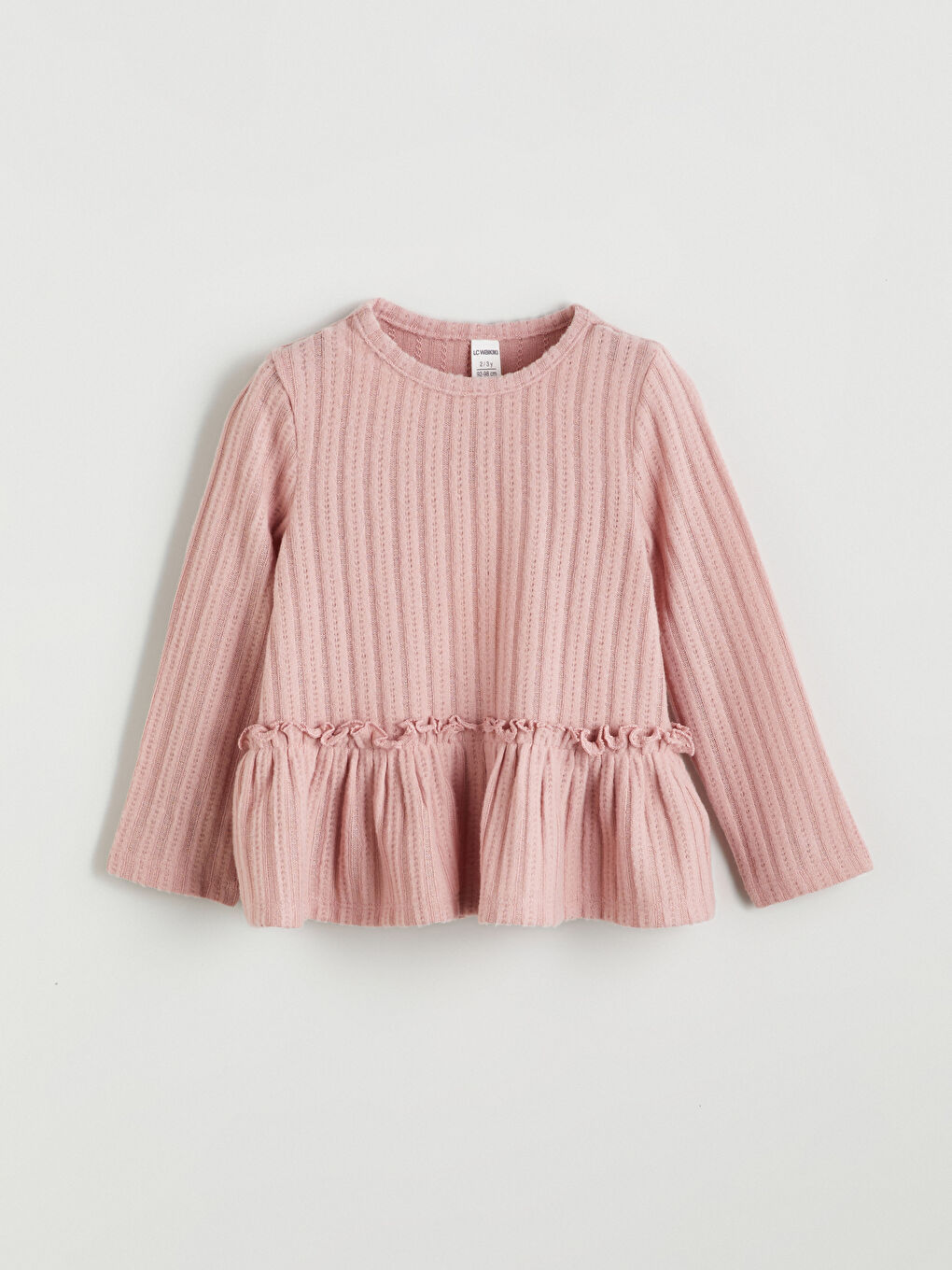 Crew Neck Frill Detailed Girl T-Shirt