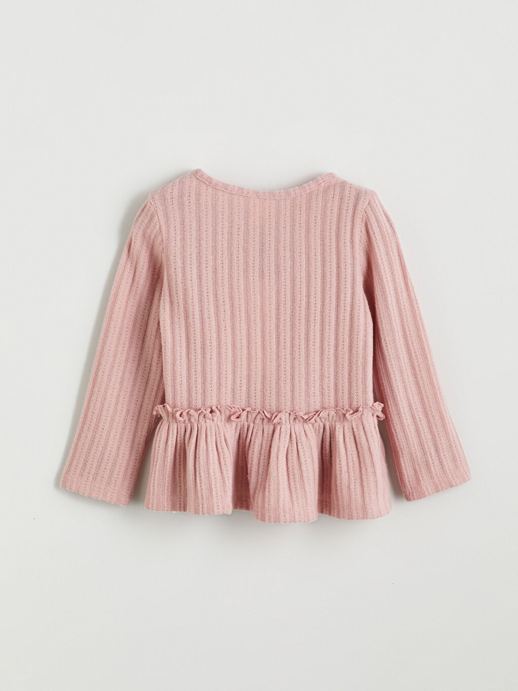 Crew Neck Frill Detailed Girl T-Shirt-2