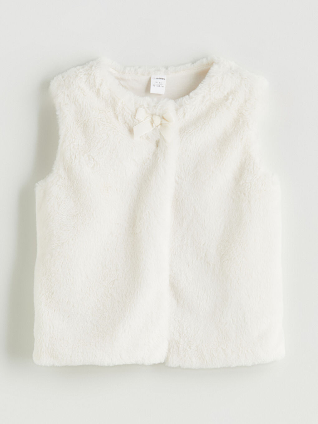 Crew Neck Faux Fur Girls' Waistcoat